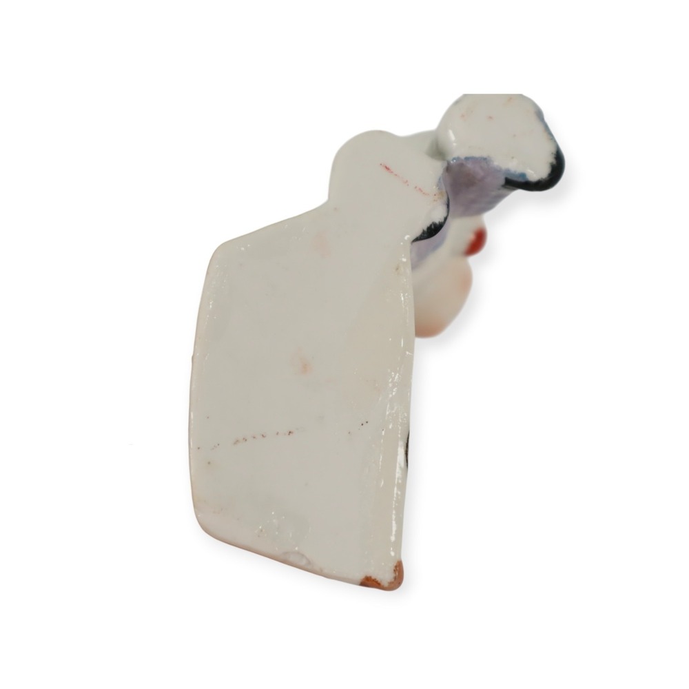 Antique German Porcelain Deco Googly Eye Tennis Figurines Toothpick Match Holder - Picture 9 of 10